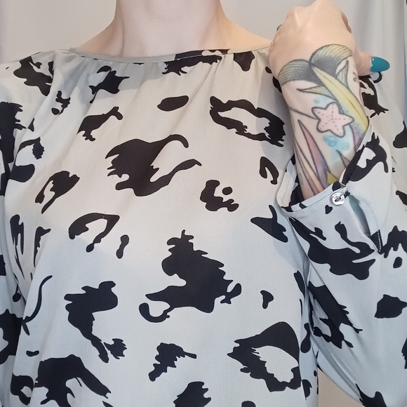 Effeti Moda Grey & Black Leopard Print Blouse. - Picture 3 of 8